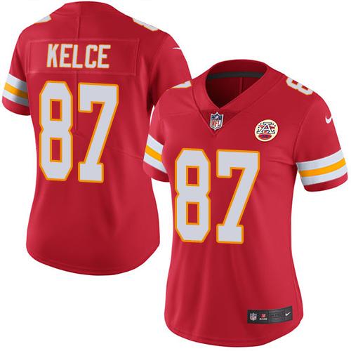 Chiefs #87 Travis Kelce Red Team Color Women's Stitched Vapor Untouchable Limited Jersey