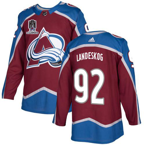 Adidas Colorado Avalanche #92 Gabriel Landeskog Burgundy Youth 2022 Stanley Cup Champions Burgundy Home Authentic Stitched Jersey Youth