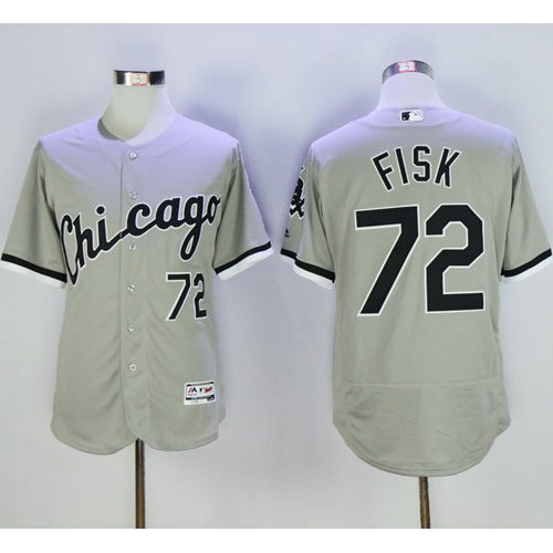 Chicago White Sox #72 Carlton Fisk Grey Flexbase Authentic Collection Stitched Jersey Men's
