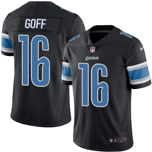 Detroit Lions #16 Jared Goff Black Men's Stitched Limited Rush Jersey