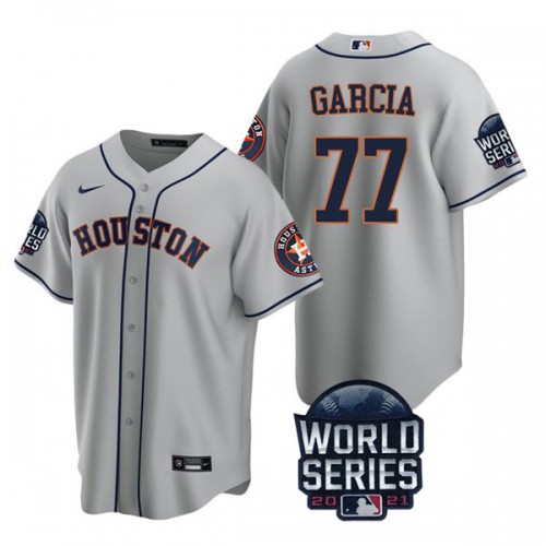 Houston Houston Astros #77 Luis Garcia Men's 150th Anniversary 2021 World Series Game Jersey - Gray Men's