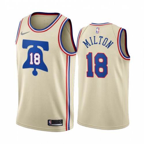 Philadelphia Philadelphia 76ers #18 Shake Milton Cream Youth Swingman 2020-21 Earned Edition Jersey Youth