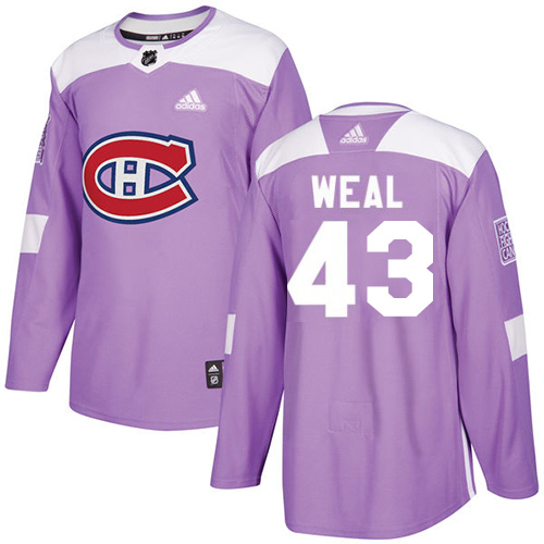Adidas Montreal Canadiens #43 Jordan Weal Purple Authentic Fights Cancer Stitched Jersey Men's