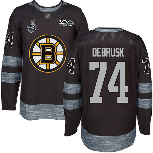 Adidas Boston Bruins #74 Jake DeBrusk Black 1917-2017 100th Anniversary Stanley Cup Final Bound Stitched Jersey Men's