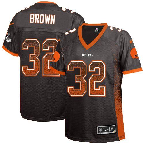 Browns #32 Jim Brown Brown Team Color Women's Stitched Elite Drift Fashion Jersey