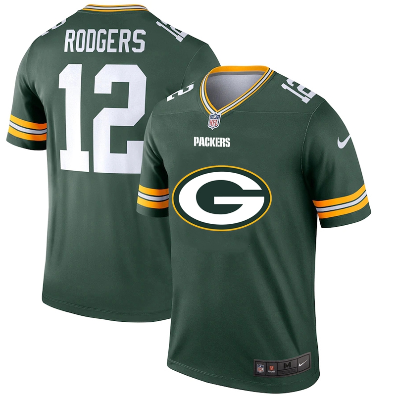 Green Bay Packers #12 Aaron Rodgers Green Men's Big Team Logo Vapor Limited Jersey