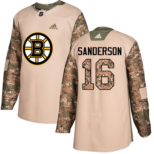 Adidas Boston Bruins #16 Derek Sanderson Camo Authentic 2017 Veterans Day Stitched Jersey Men's