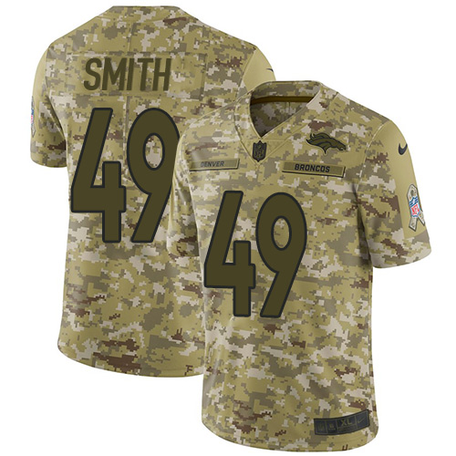 Denver Broncos #49 Dennis Smith Camo Men's Stitched Limited 2018 Salute To Service Jersey Men's