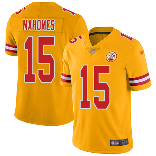 Chiefs #15 Patrick Mahomes Gold Men's Stitched Limited Inverted Legend Jersey