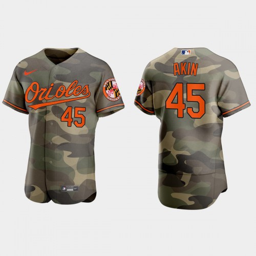 Baltimore Baltimore Orioles #45 Keegan Akin Men's 2021 Armed Forces Day Authentic Jersey -Camo Men's