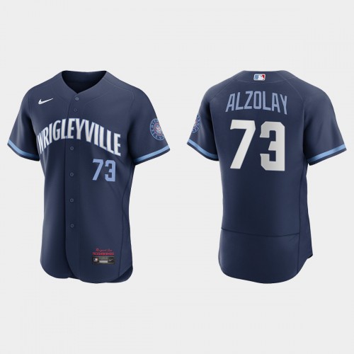 Chicago Chicago Cubs #73 Adbert Alzolay Men's 2021 City Connect Authentic Navy Jersey Men's