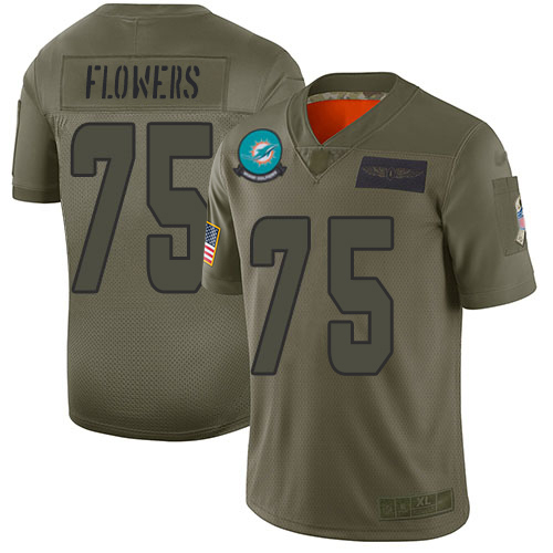 Miami Dolphins #75 Ereck Flowers Camo Men's Stitched Limited 2019 Salute To Service Jersey Men's