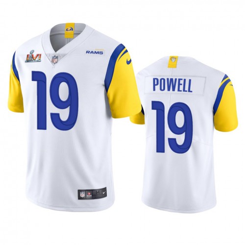 Los Angeles Los Angeles Rams #19 Brandon Powell Men's Super Bowl LVI Patch Alternate Vapor Limited Jersey - White Men's