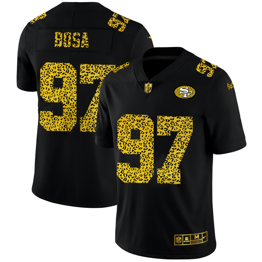 San Francisco 49ers #97 Nick Bosa Men's Leopard Print Fashion Vapor Limited Jersey Black