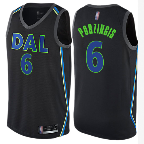 Dallas Mavericks #6 Kristaps Porzingis Black Youth Swingman City Edition Jersey Youth