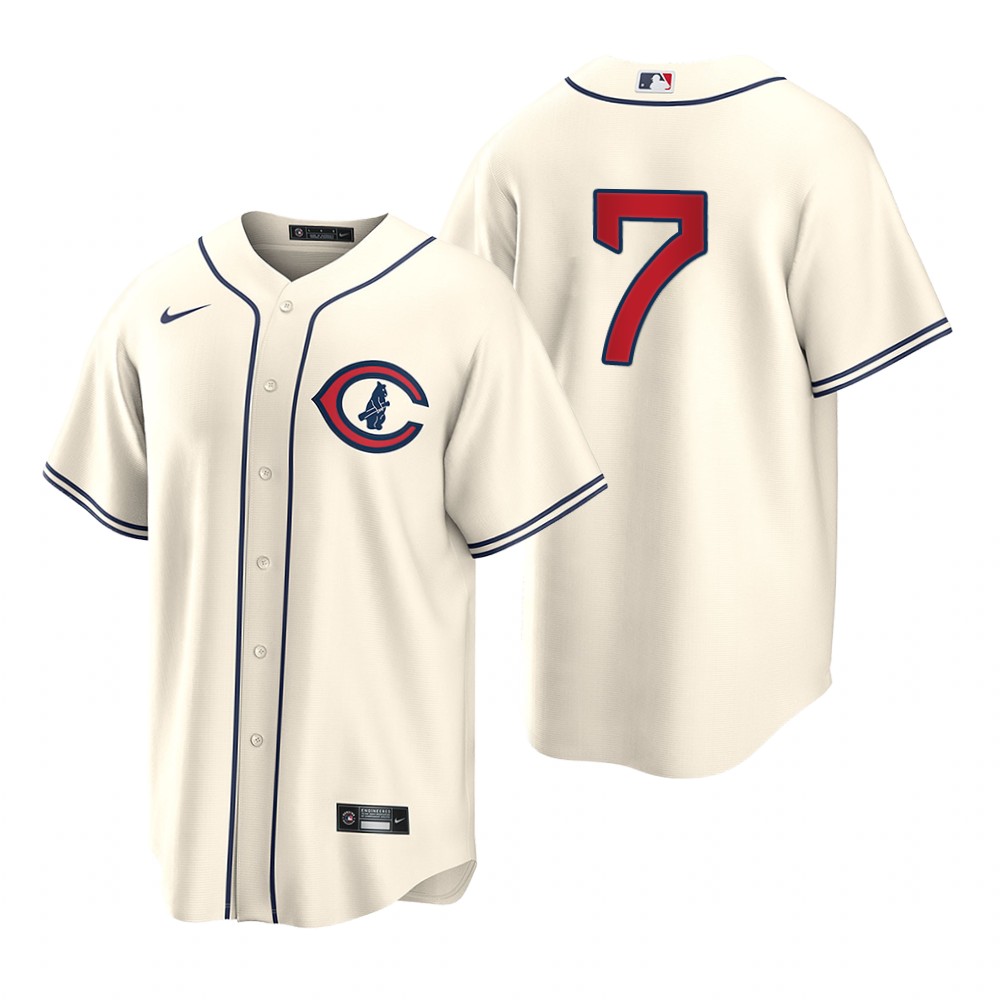 Chicago Cubs #7 Yan Gomes Men's 2022 Field Of Dreams Game Jersey - Cream