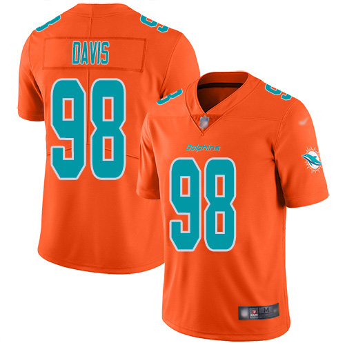 Miami Dolphins #98 Raekwon Davis Orange Men's Stitched Limited Inverted Legend Jersey Men's