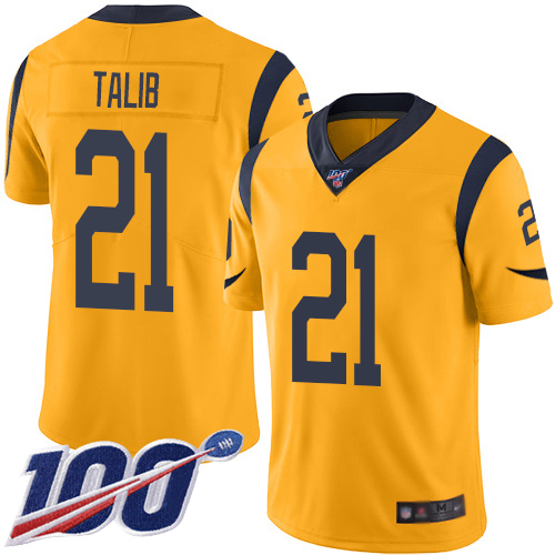 Los Angeles Rams #21 Aqib Talib Gold Men's Stitched Limited Rush 100th Season Jersey Men's