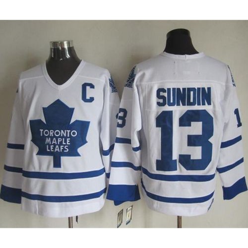 Maple Toronto Maple Leafs #13 Mats Sundin White CCM Throwback Stitched Jersey Men's