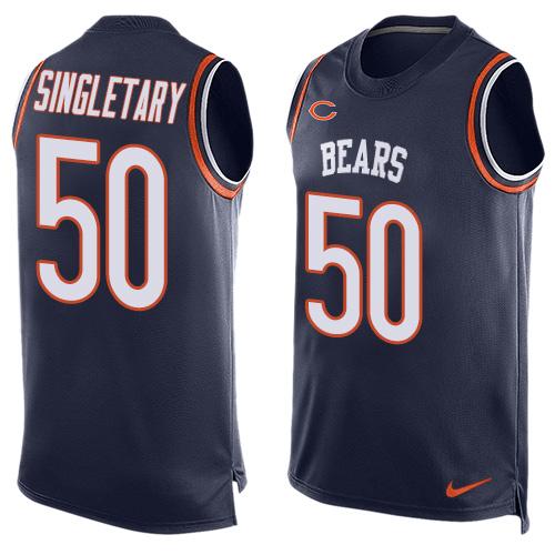 Bears #50 Mike Singletary Navy Blue Team Color Men's Stitched Limited Tank Top Jersey