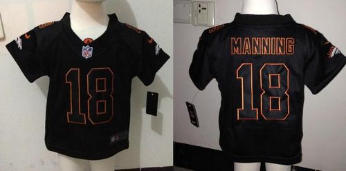 Toddler Broncos #18 Peyton Manning Lights Out Black Stitched Elite Jersey
