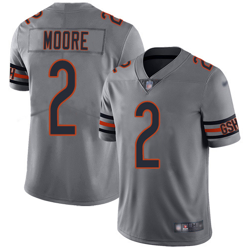 Bears #2 D.J. Moore Silver Men's Stitched Limited Inverted Legend Jersey