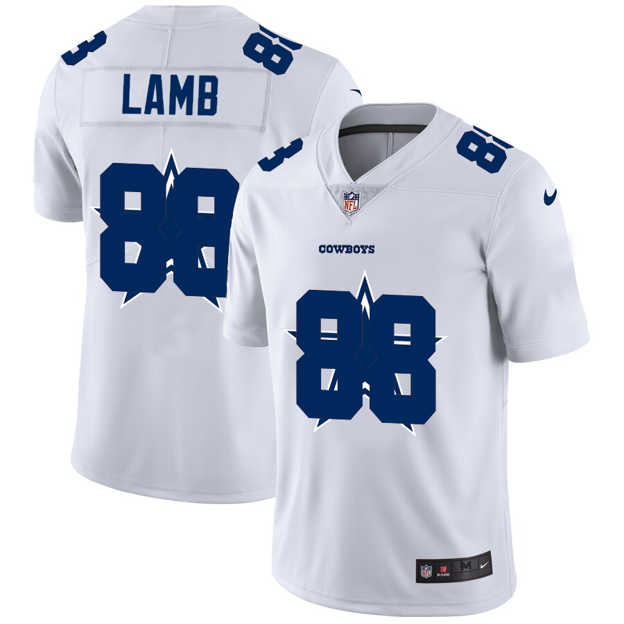 Dallas Cowboys #88 CeeDee Lamb White Men's Team Logo Dual Overlap Limited Jersey