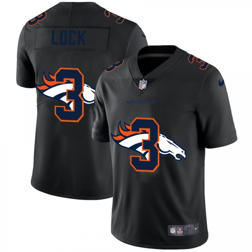 Denver Denver Broncos #3 Drew Lock Men's Team Logo Dual Overlap Limited Jersey Black Men's