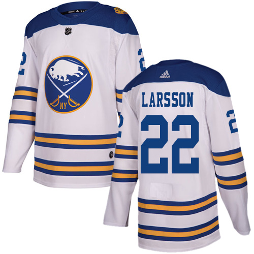 Adidas Buffalo Sabres #22 Johan Larsson White Authentic 2018 Winter Classic Stitched Jersey Men's