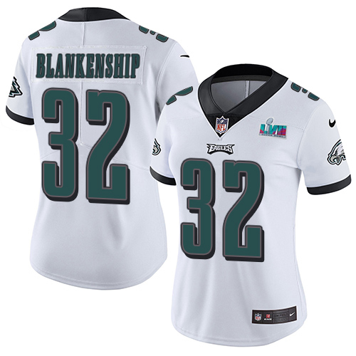 Eagles #32 Reed Blankenship White Super Bowl LVII Patch Women's Stitched Vapor Untouchable Limited Jersey