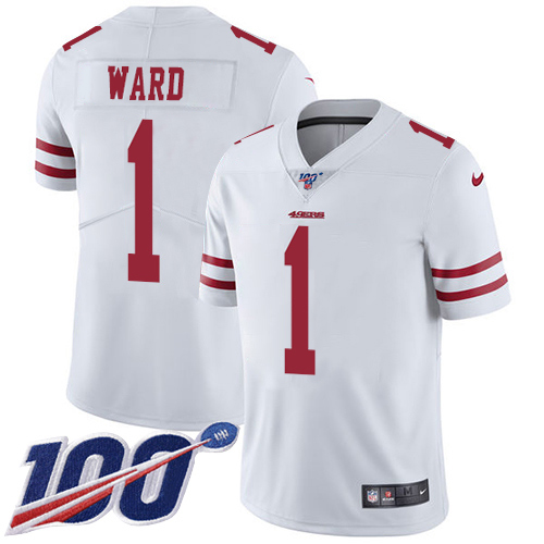 49ers #1 Jimmie Ward White Youth Stitched 100th Season Vapor Limited Jersey