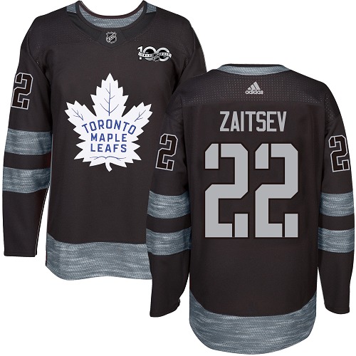 Adidas Maple Toronto Maple Leafs #22 Nikita Zaitsev Black 1917-2017 100th Anniversary Stitched Jersey Men's