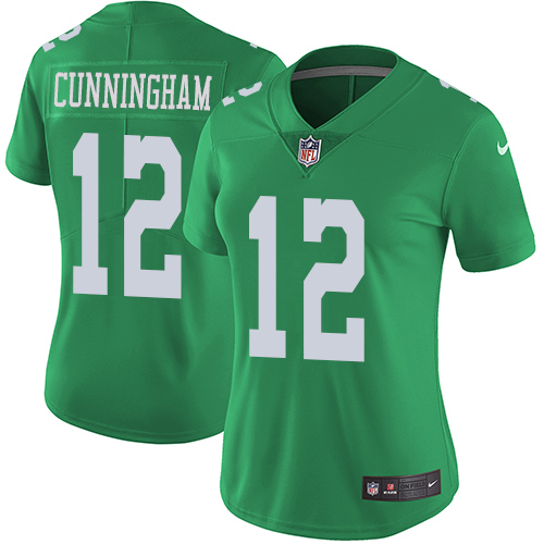 Philadelphia Eagles #12 Randall Cunningham Green Women's Stitched Limited Rush Jersey Womens