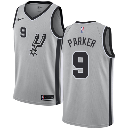 San Antonio Spurs #9 Tony Parker Silver Youth Swingman Statement Edition Jersey Youth