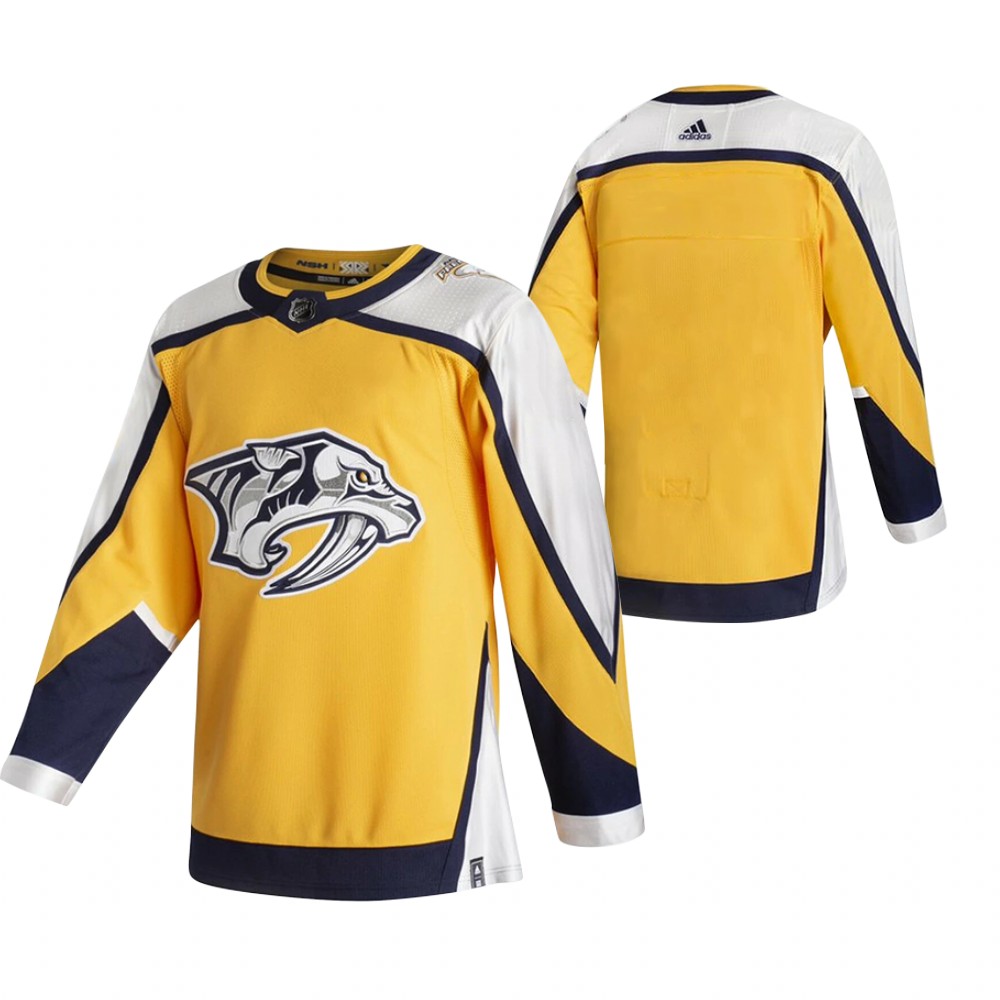 Nashville Predators Blank Yellow Men's Adidas 2020-21 Reverse Retro Alternate Jersey