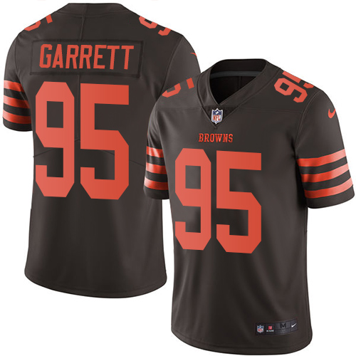 Browns #95 Myles Garrett Brown Youth Stitched Limited Rush Jersey