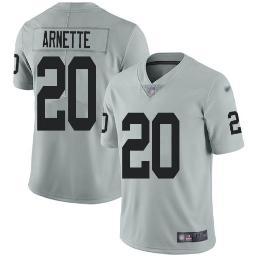 Las Vegas Raiders #20 Damon Arnette Silver Men's Stitched Limited Inverted Legend Jersey Men's