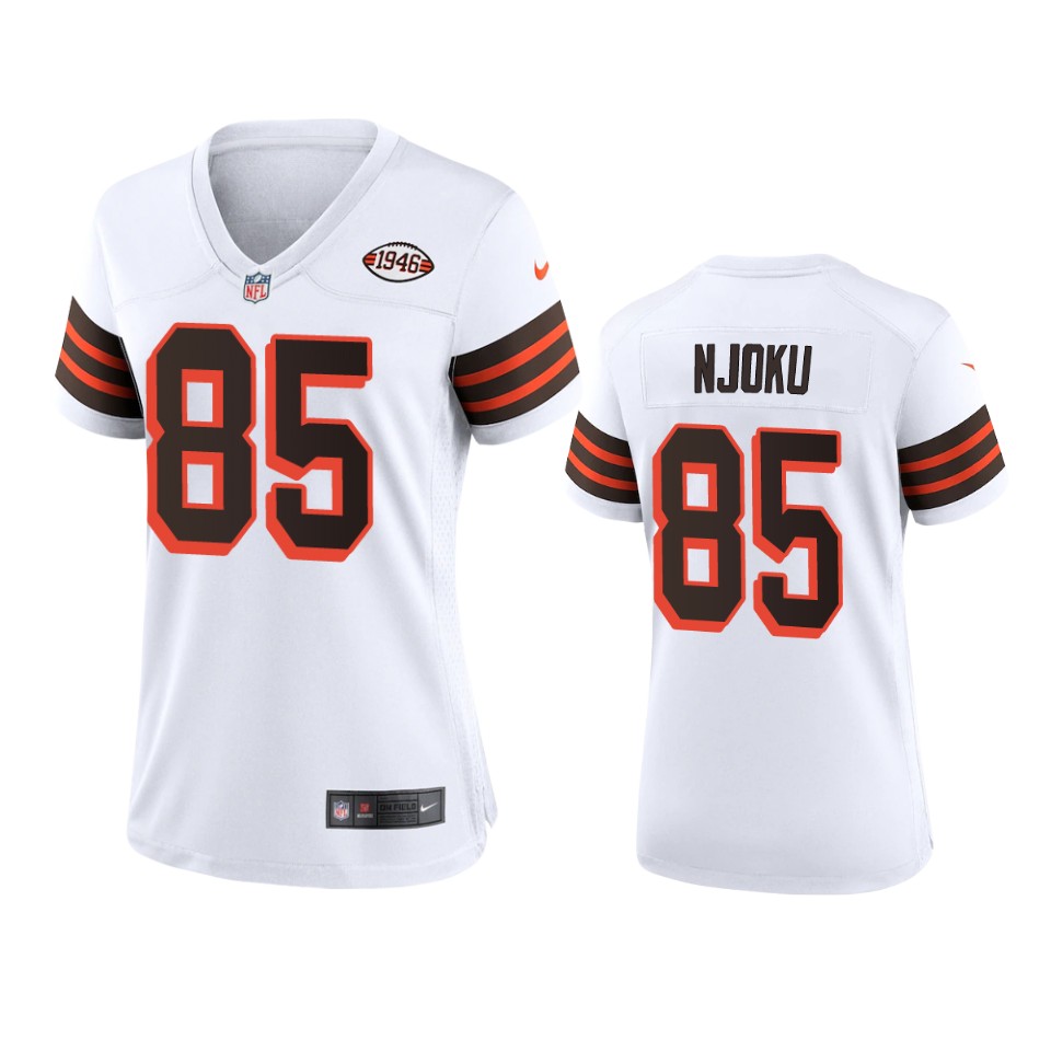 Women Browns #85 David Njoku 1946 Collection Alternate Game Limited Jersey - White