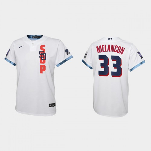 San Diego San Diego Padres #33 Mark Melancon Youth 2021 All Star Game White Jersey Youth