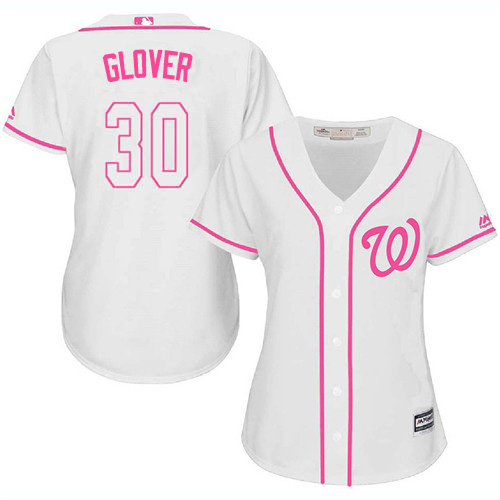 Washington Nationals #30 Koda Glover White/Pink Fashion Women's Stitched Jersey Womens