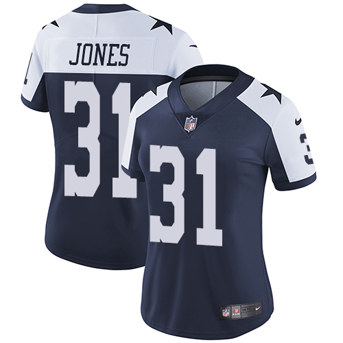 Dallas Cowboys #31 Byron Jones Navy Blue Thanksgiving Women's Stitched Vapor Untouchable Limited Throwback Jersey Womens