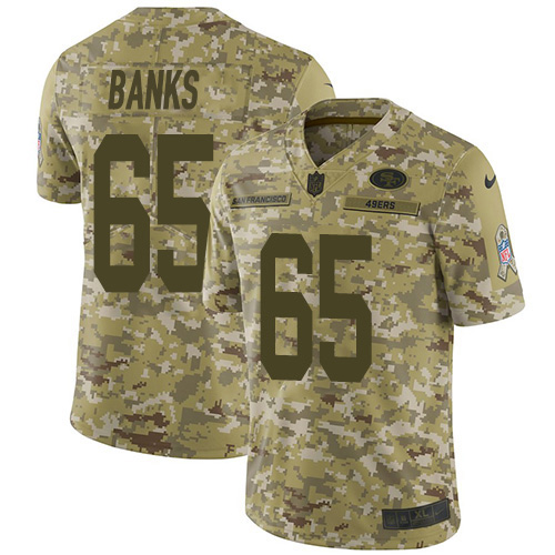 San Francisco 49ers #65 Aaron Banks Camo Men's Stitched Limited 2018 Salute To Service Jersey Men's