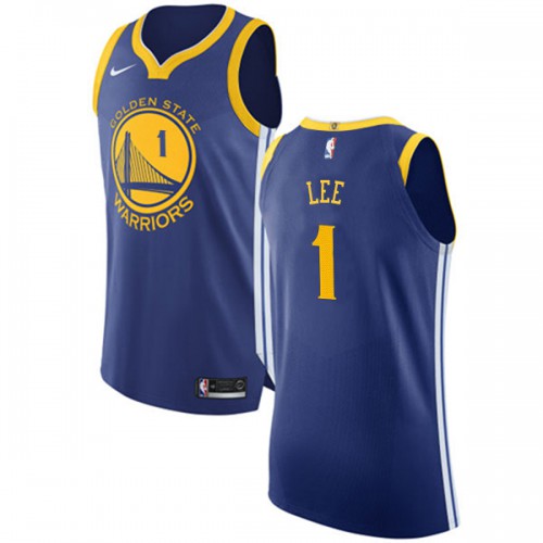 Golden State Warriors #1 Damion Lee Blue Authentic Icon Edition Jersey Mens