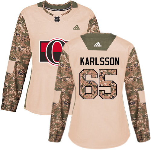 Adidas Ottawa Senators #65 Erik Karlsson Camo Authentic 2017 Veterans Day Women's Stitched Jersey Womens