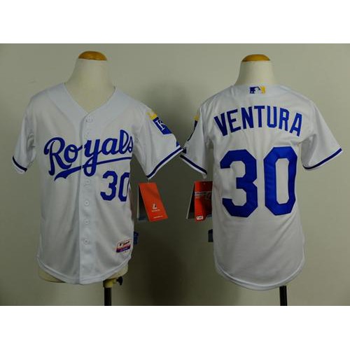 Kansas City Royals #30 Yordano Ventura White Cool Base Stitched Youth Jersey Youth