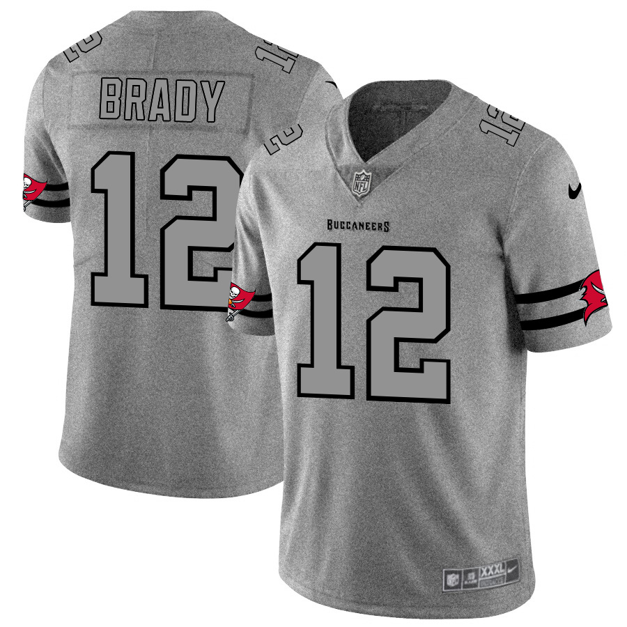 Tampa Bay Buccaneers #12 Tom Brady Men's Gray Gridiron II Vapor Untouchable Limited Jersey