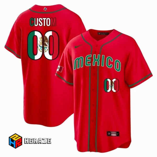 Mexico Baseball Custom 2023 World Baseball Classic Red Flag Jersey
