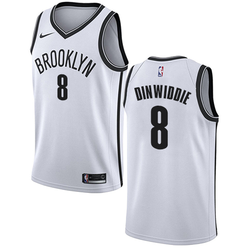Brooklyn Nets #8 Spencer Dinwiddie White Swingman Association Edition Jersey Mens