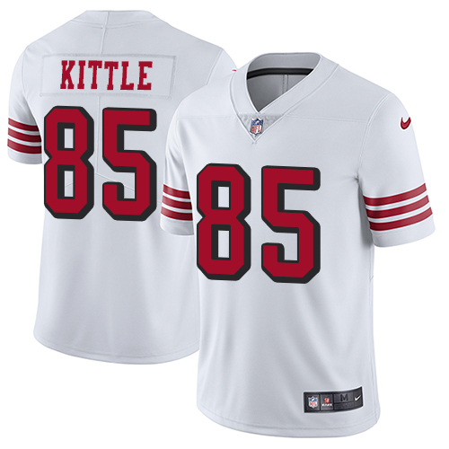 49ers #85 George Kittle White Rush Youth Stitched Vapor Untouchable Limited Jersey