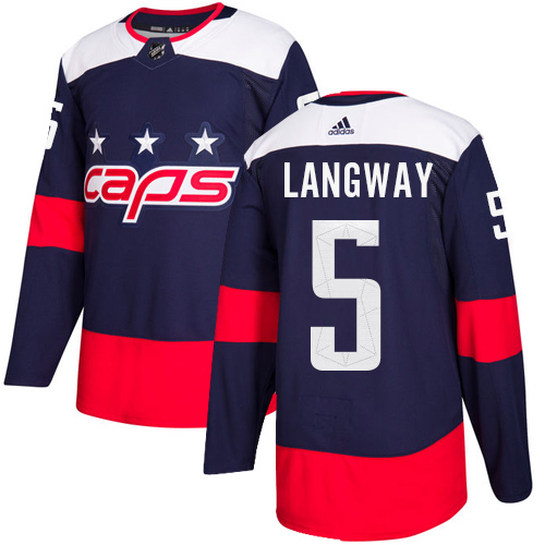 Adidas Washington Capitals #5 Rod Langway Navy Authentic 2018 Stadium Series Stitched Jersey Men's